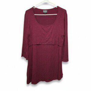 Milk Nursingwear Maroon Top Pullover Asymmetrical Hem Mom Large READ AD